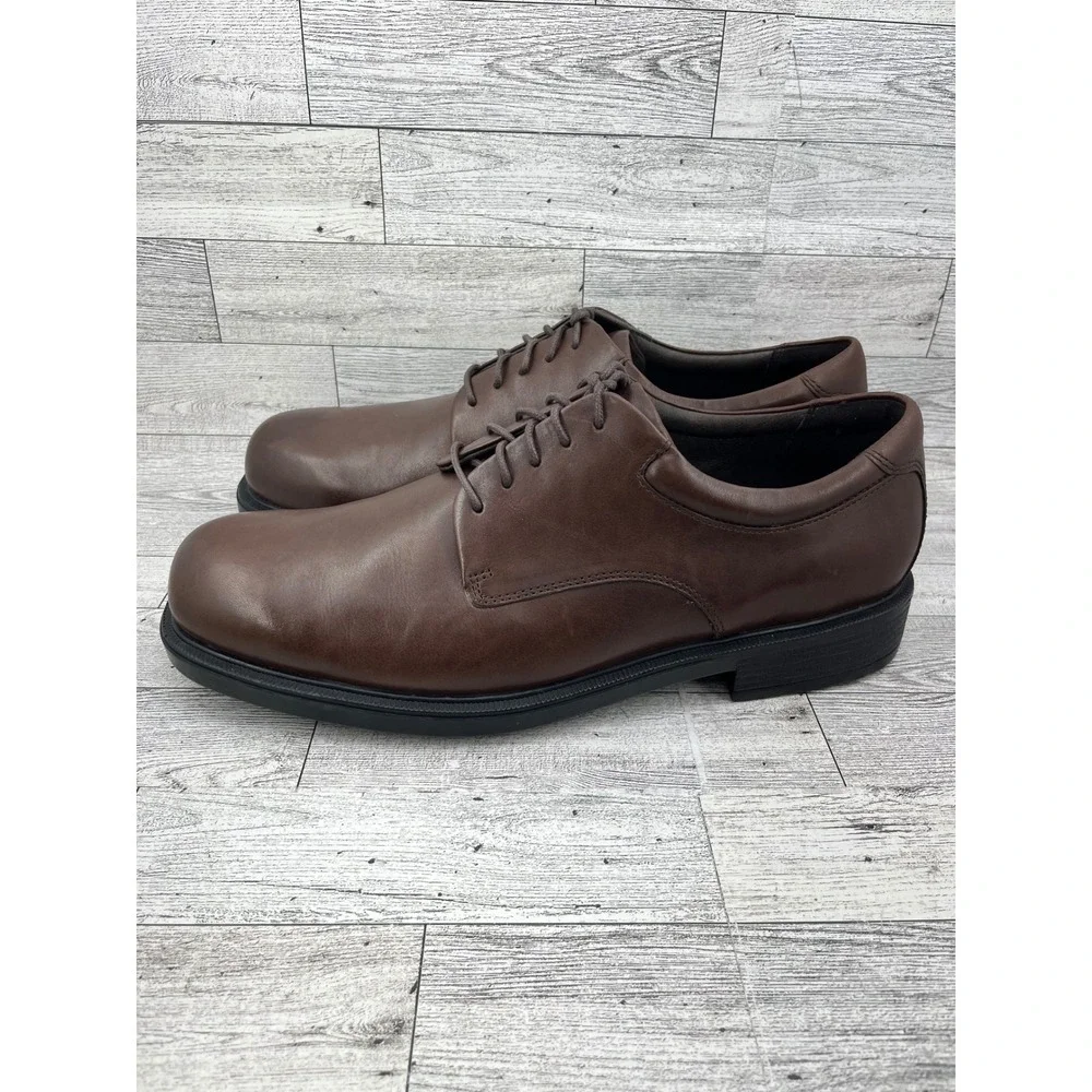 Rockport Essential Details Waterproof Brown Leather Plain Toe Oxfords Men Sz 12M
